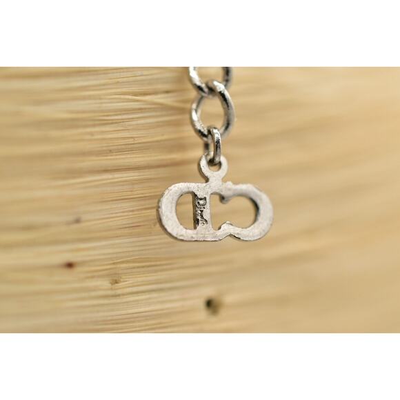 Christian Dior Vintage Block Logo Necklace Pendant Tassel CD Silver Signed BinBJ - Picture 11 of 12